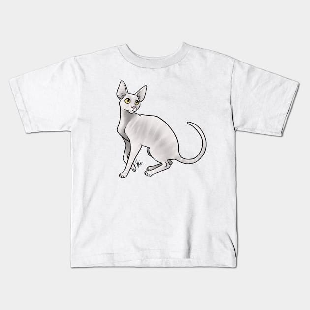 Cat - Cornish Rex - White Kids T-Shirt by Jen's Dogs Custom Gifts and Designs